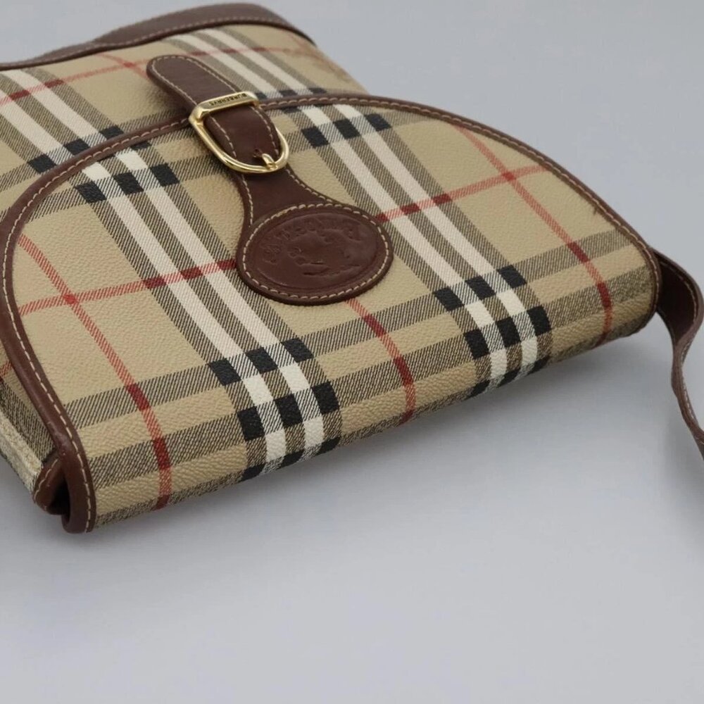 Burberrys Nova Check Shoulder Bag PVC Leather Beige Brown gold Auth BD093 - Picture 7 of 16